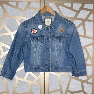 I LOVE H EIGHTY ONE jean jacket w/ patches classic retro